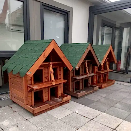 Ahşap Kedi Evi Dış Mekan İkili Kedi Evi Su Geçirmez Çatılı I UygunAhşap