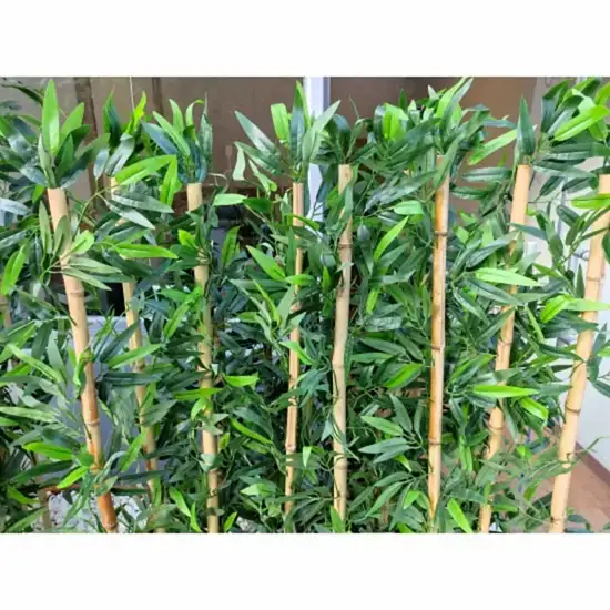 Bambu Yapay Çiçek I Bambu Saksısı I Antrasit Ahşap Saksı