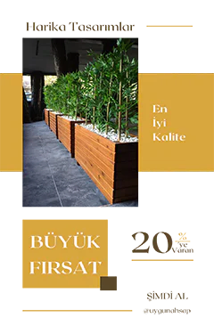 yapay bambulu ahşap saksı