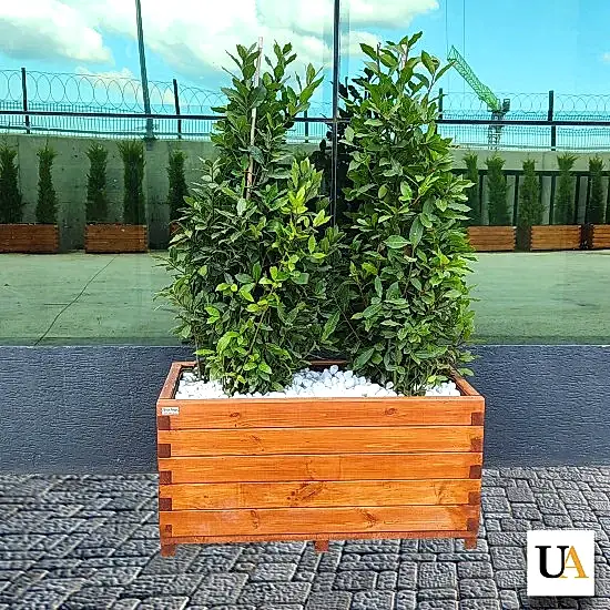 Emprenyeli Kahverengi Dış Mekan Büyük Ahşap Saksı I UygunAhşap