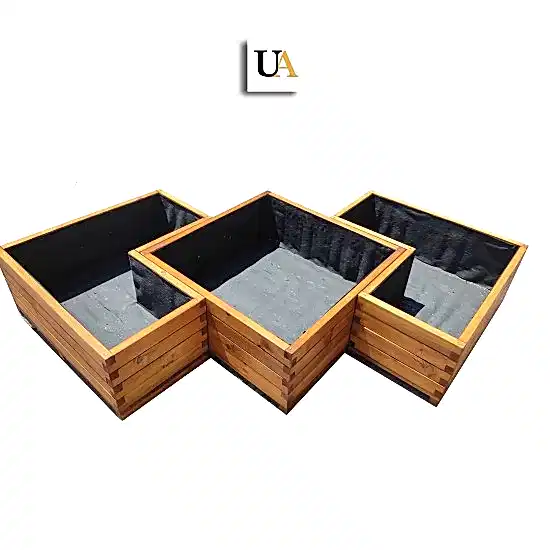 Emprenyeli Kahverengi Dış Mekan Büyük Ahşap Saksı I UygunAhşap