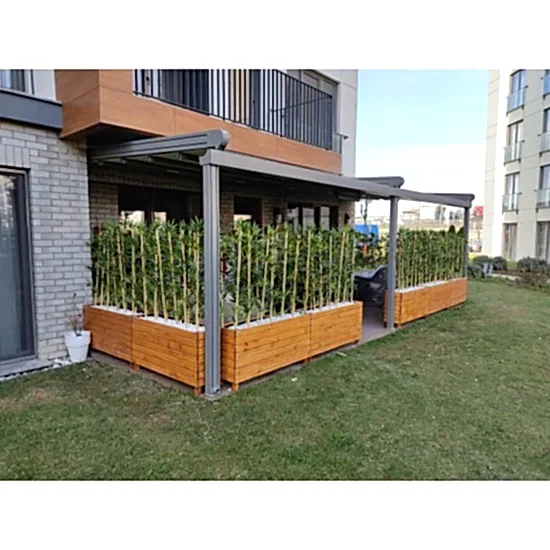 Bambu Yapay Çiçek I Bambu Saksısı I Antrasit Ahşap Saksı